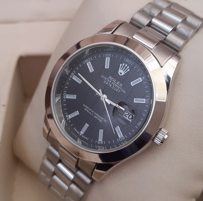 Silver Black Datejust Watch