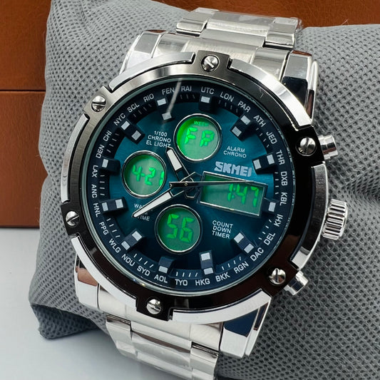 Skmei Twotone Silver Blue Watch