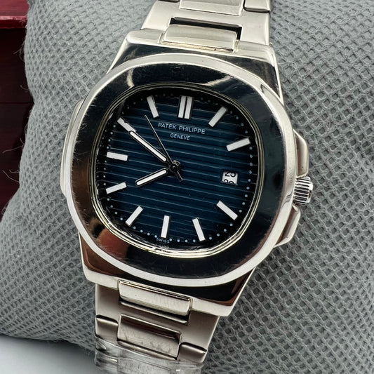 Patek Silver Blue Watch