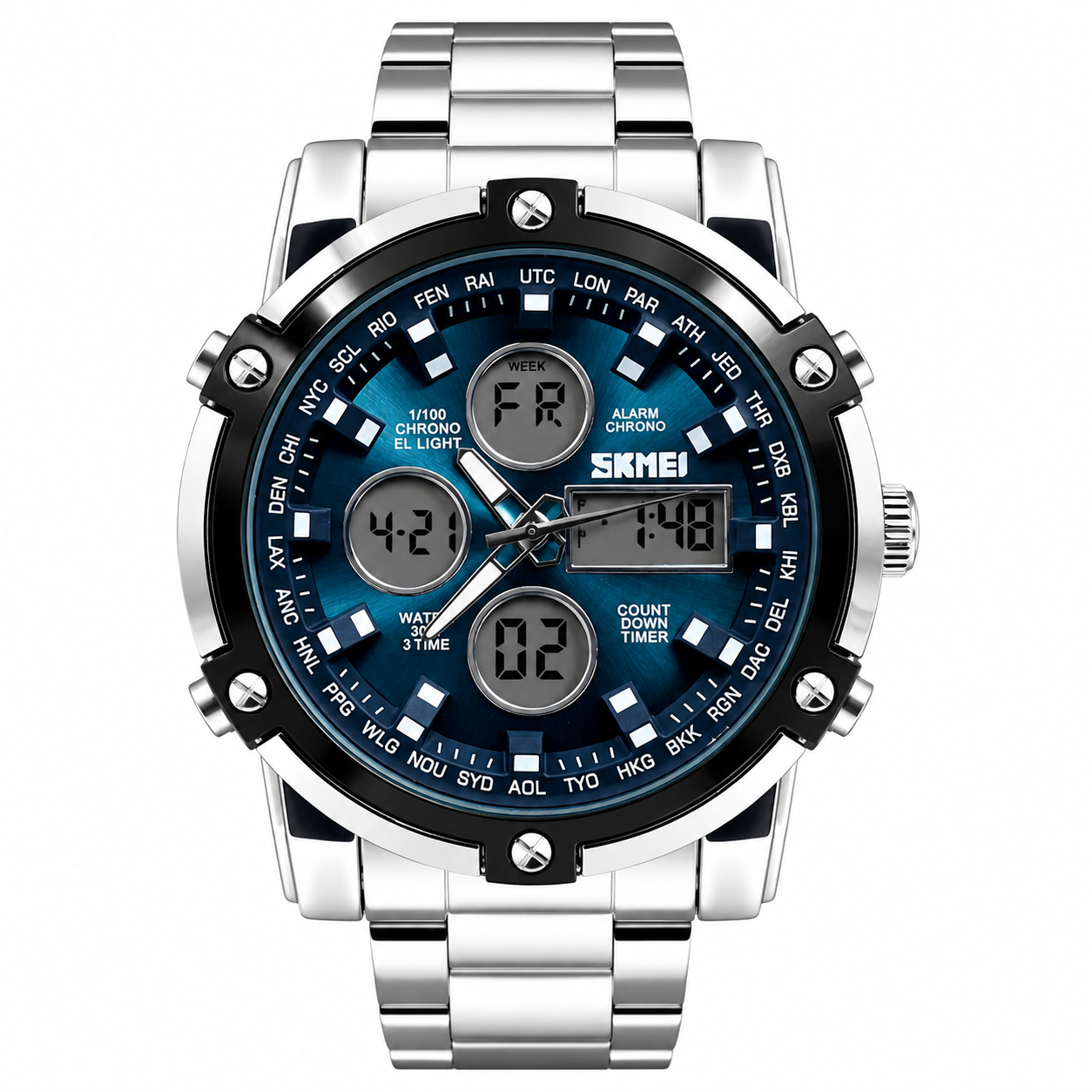Original Skmei Twotone Silver Blue Watch