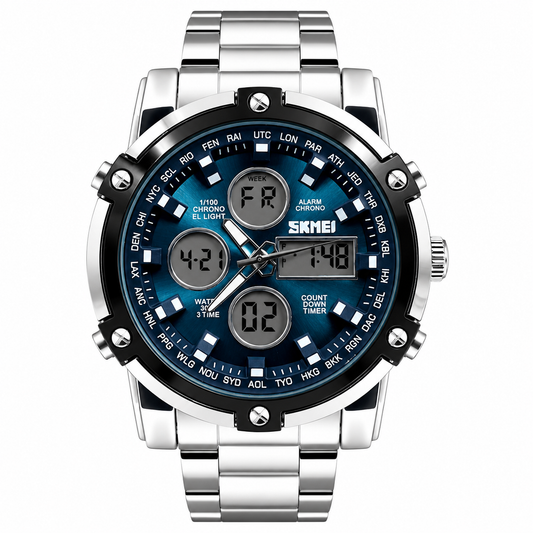 Original Skmei Twotone Silver Blue Watch