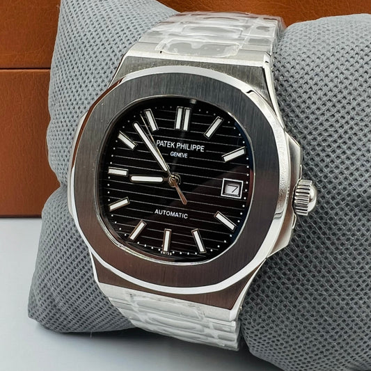 Patek Silver Black Automatic Watch