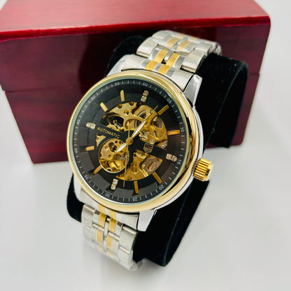 TrueWorth Original Twotone Black Automatic Stone Watch
