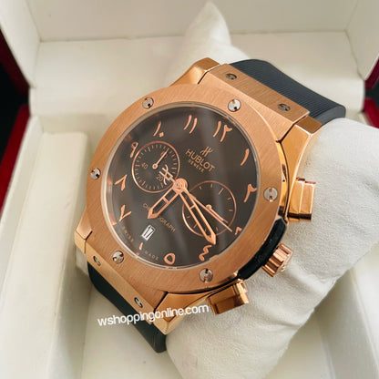 Black Copper Arabic Chronograph Working Watch