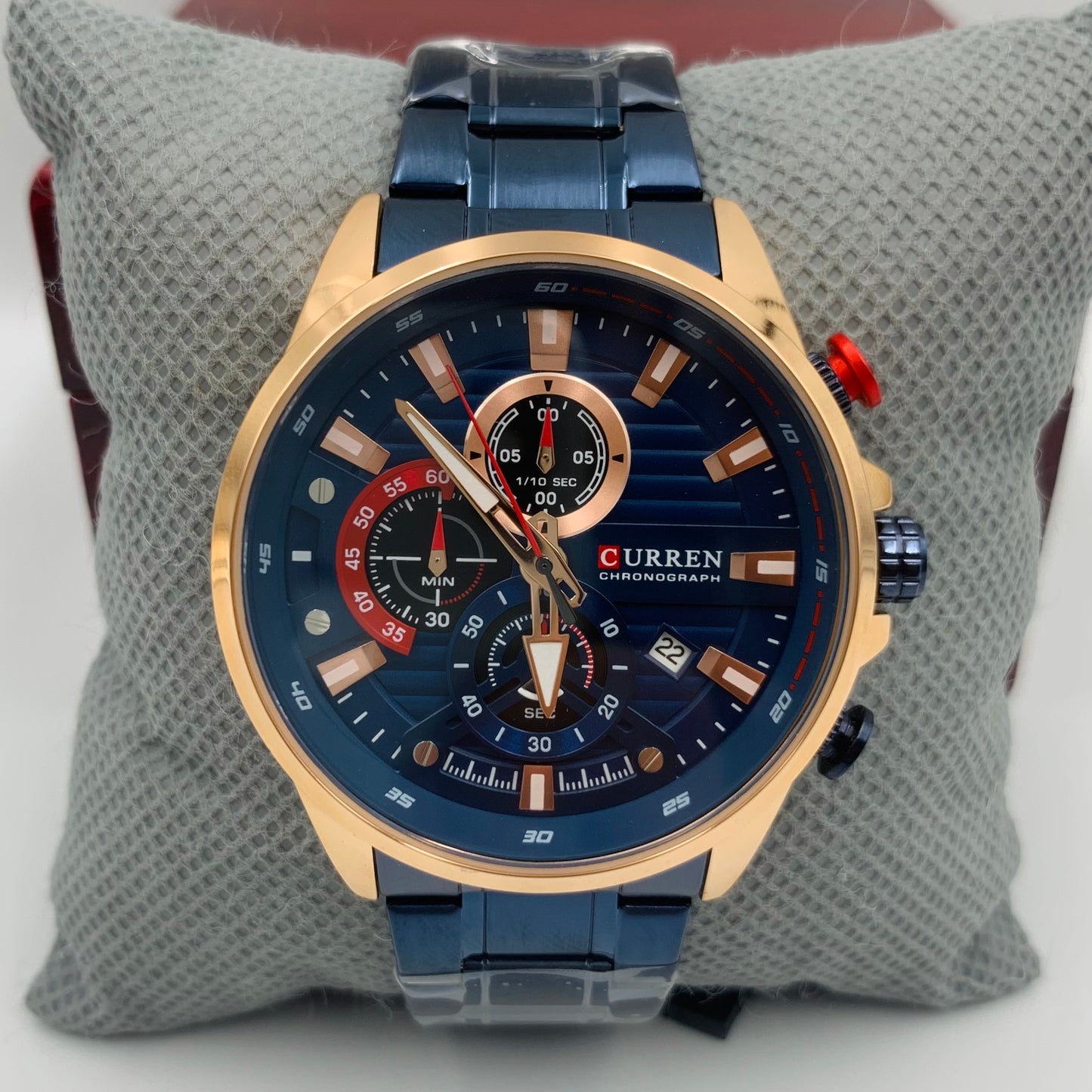 Curren Blue Twotone Chrono Working Watch