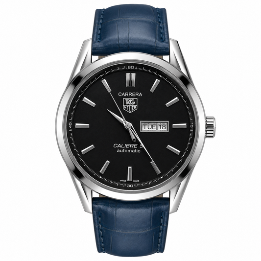 Tag Heuer Silver White Blue DayDate Watch