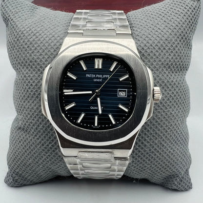 Patek Quartz Master Silver Blue Watch