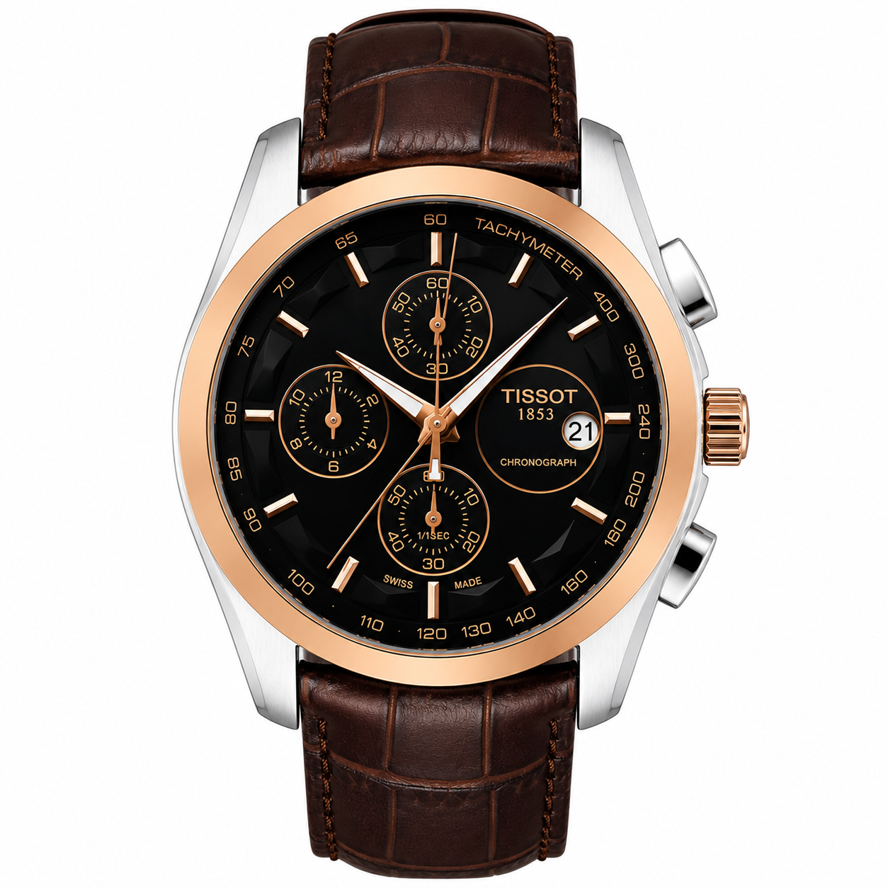 Tissot 1853 Twotone Black Brown Watch