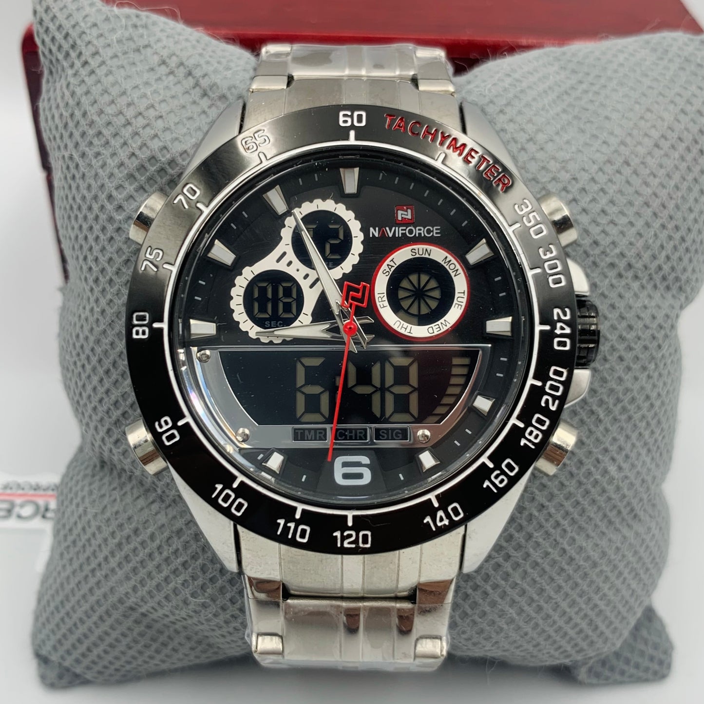 Naviforce Silver Black Twotime Watch