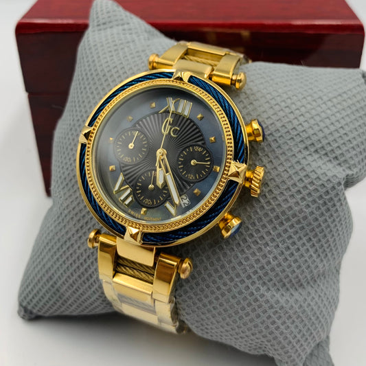 Gc Golden Strap Blue Dail Ladies Watch