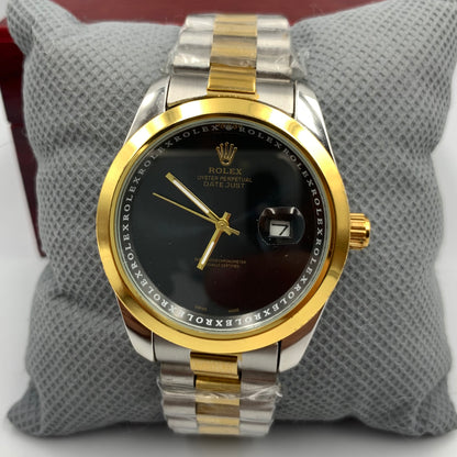 Rolx Twotone Black Datejust Watch