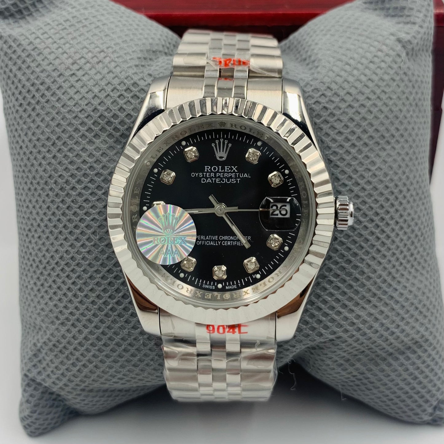 Silver Black Datejust Watch