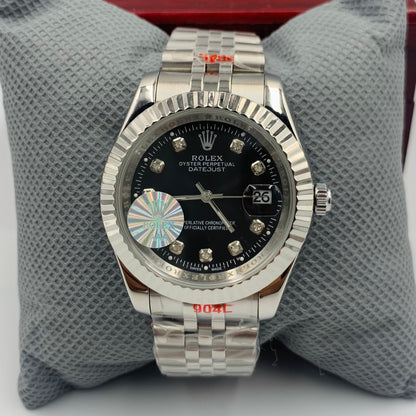 Silver Black Datejust Watch