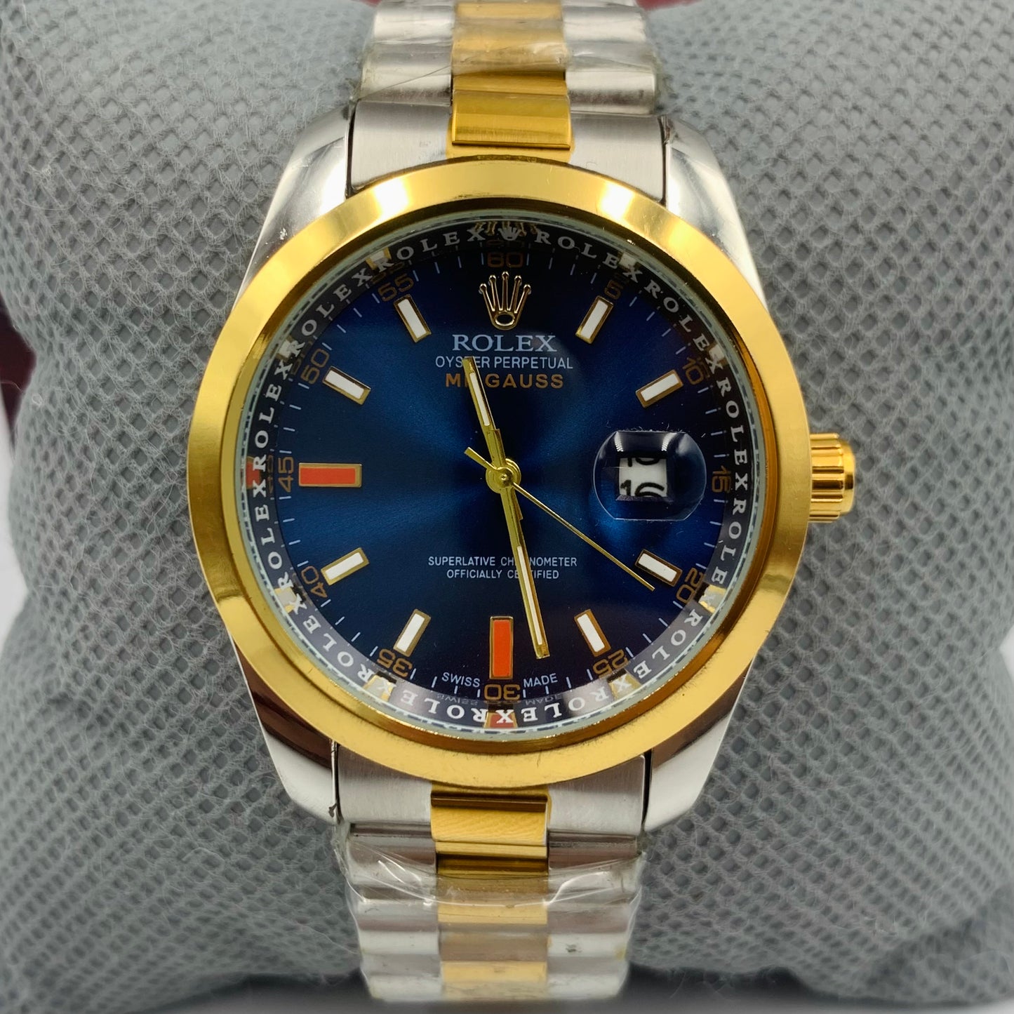 Rolx Twotone Blue Milgauss Watch