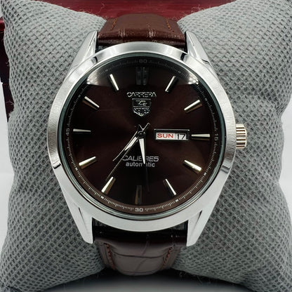 Tag Heuer Silver Brown DayDate Watch
