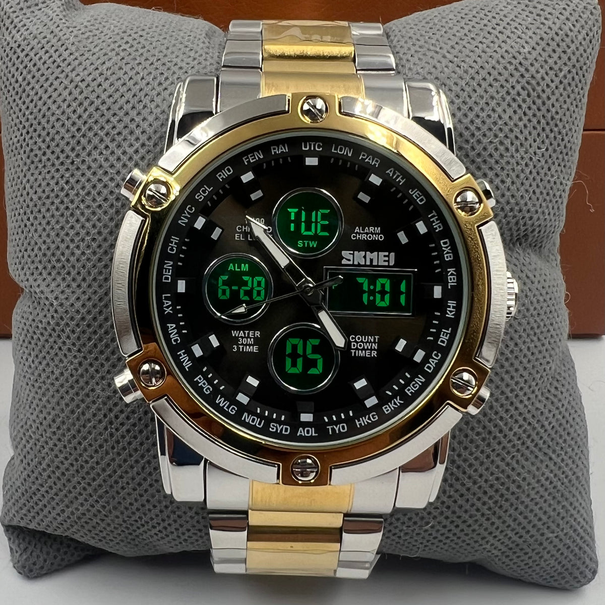 Original Skmei Twotone Golden Black Watch