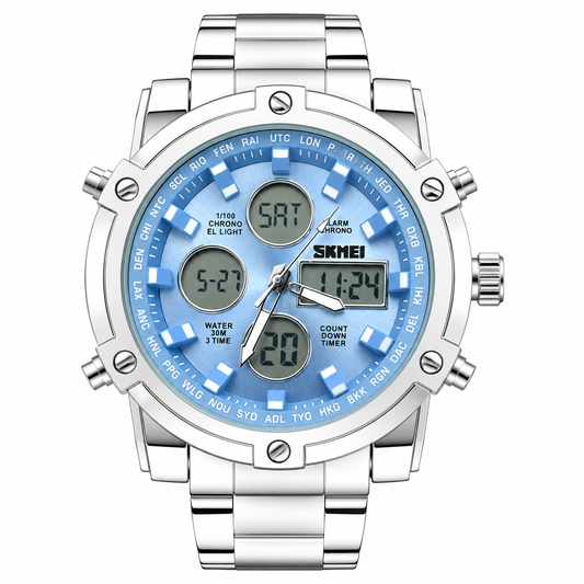 Skmei 2 Time Tiffny Full Silver Watch