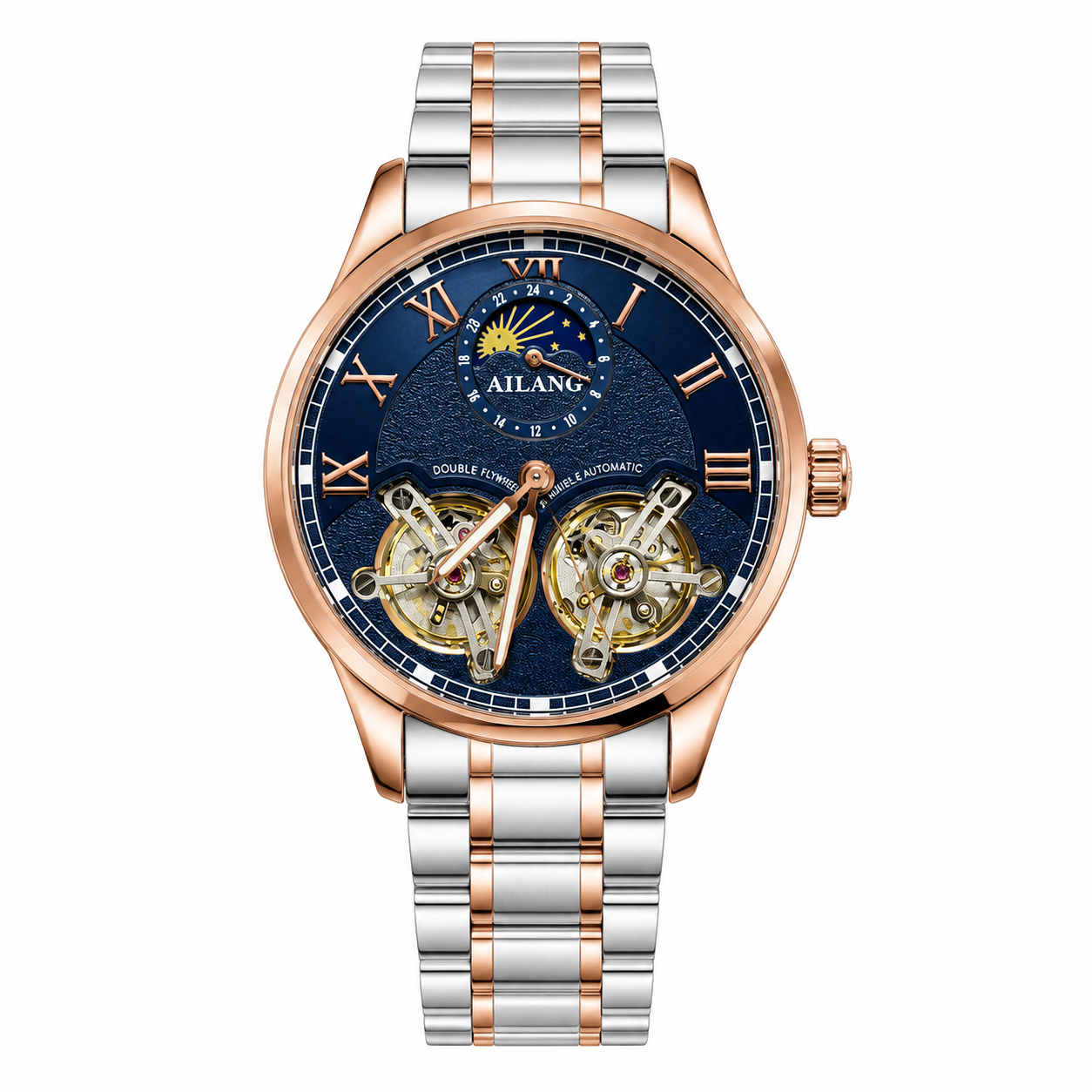 Master Ailang Original Double Tourbillon Automatic Twotone Blue Watch