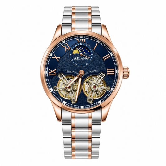 Master Ailang Original Double Tourbillon Automatic Twotone Blue Watch