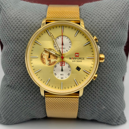Naviforce Chrono Golden Watch