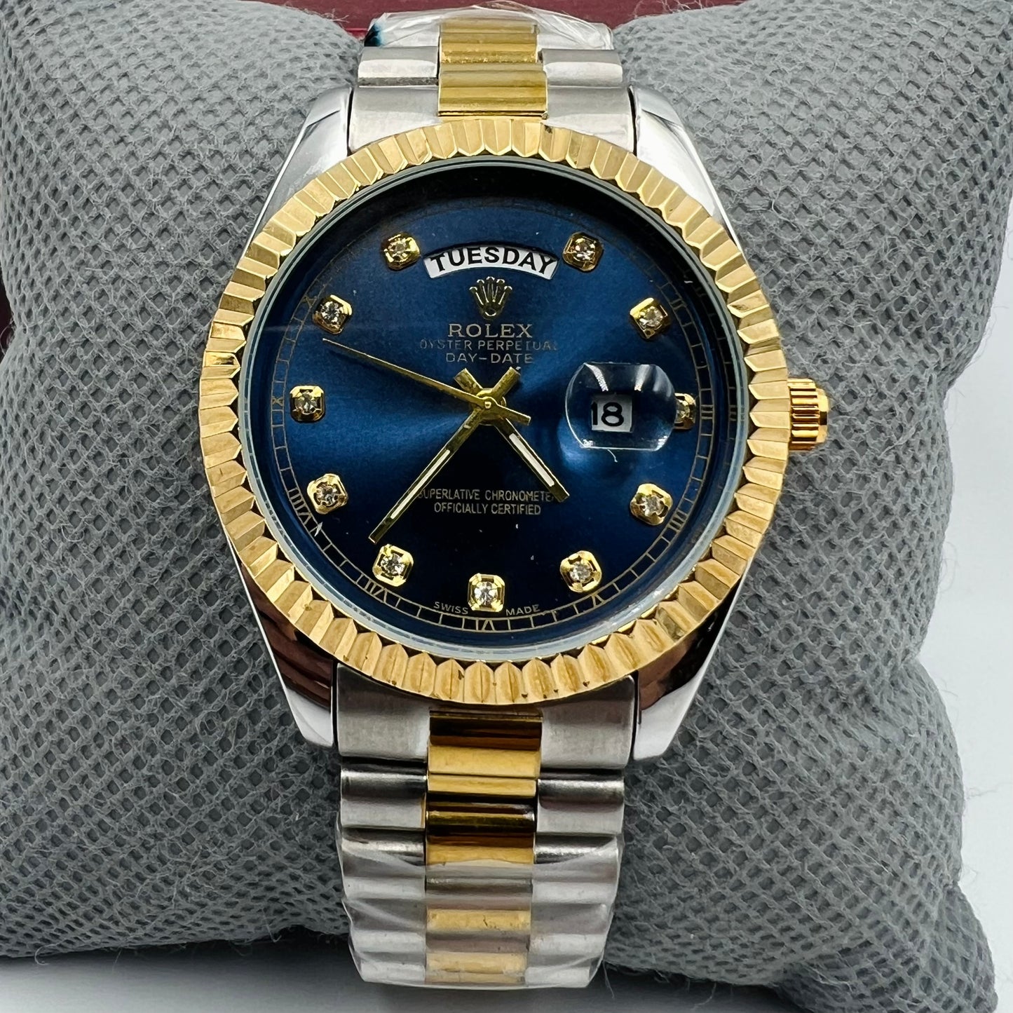 Rolx Twotone Blue Full DayDate Watch