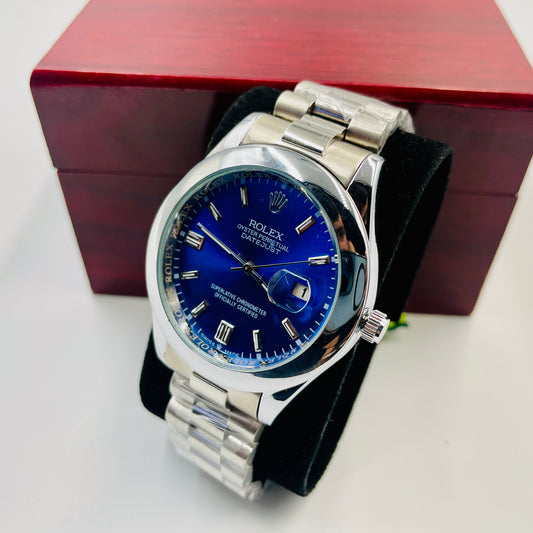 Silver Blue Oyster Watch