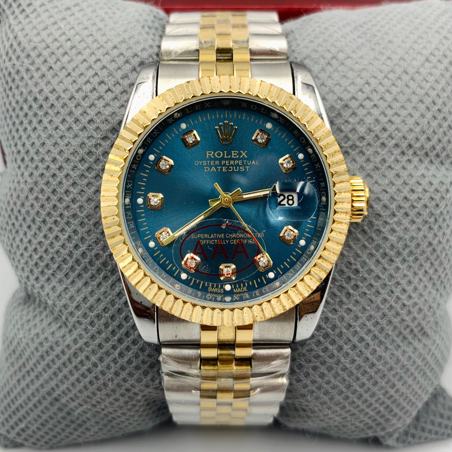 Rolx Blue Twotone Small Auto Datejust Watch
