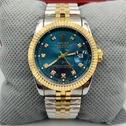 Rolx Blue Twotone Small Auto Datejust Watch