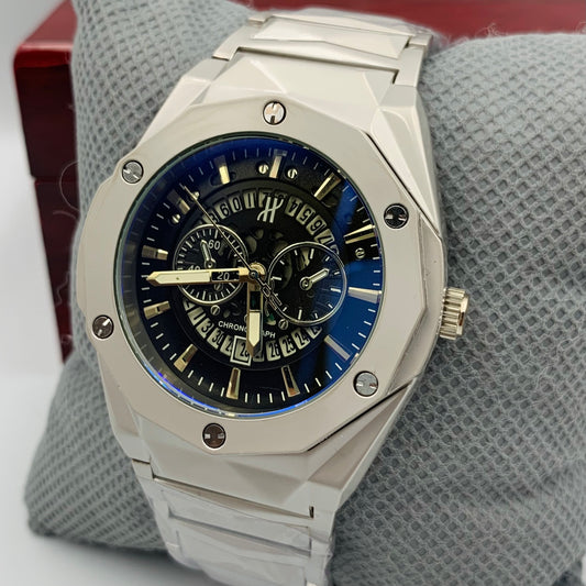 Hub Black Silver Watch