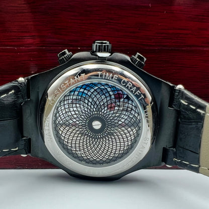 TimeCraft Leather Full Black Watch