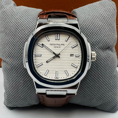 PP Strap Silver White Brown Watch