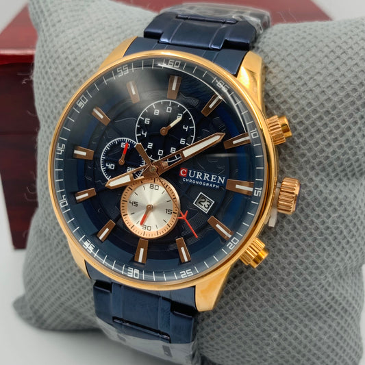 Curren Twotone Blue Chronograph Working Watch