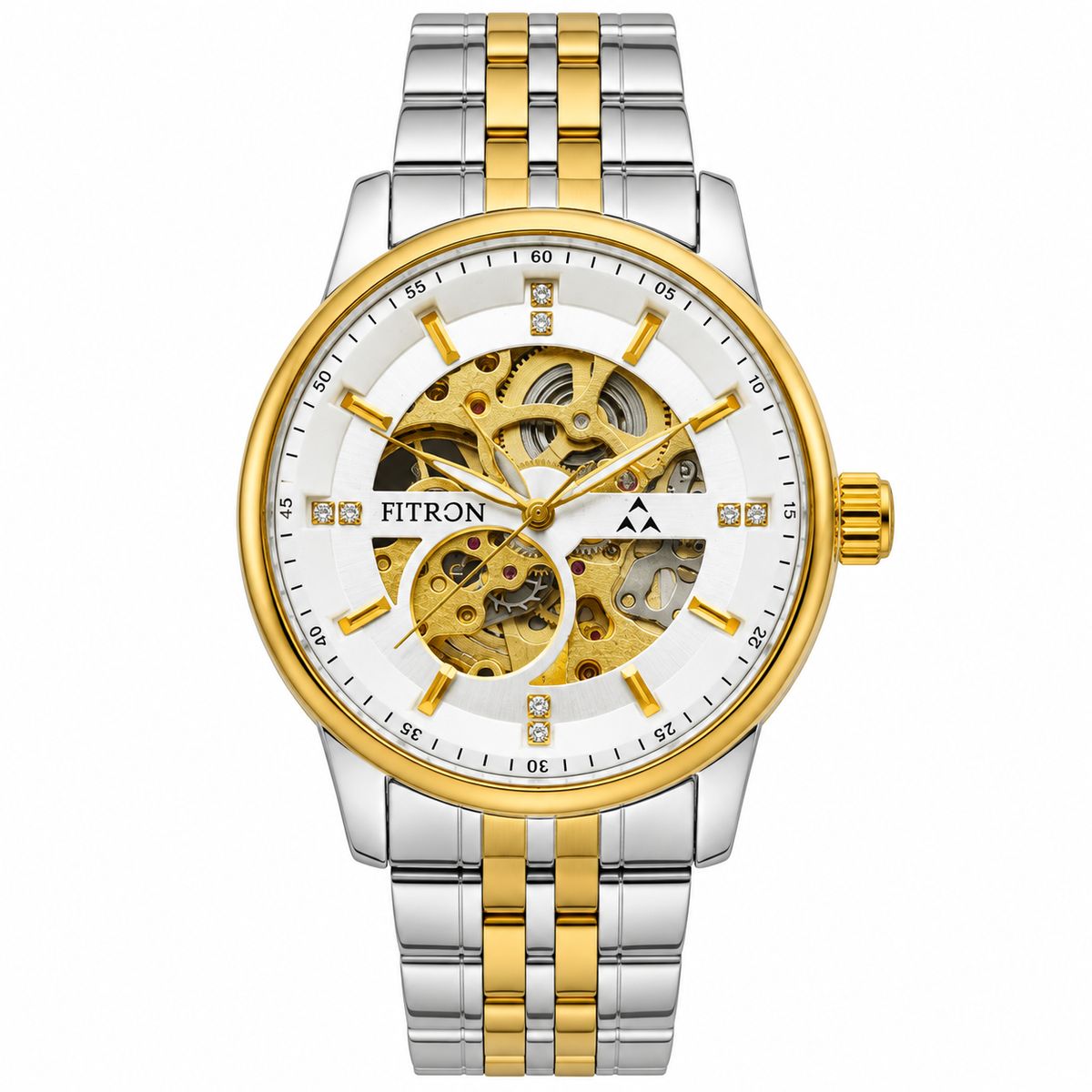 Rolx Twotone White Automatic Skeleton Watch