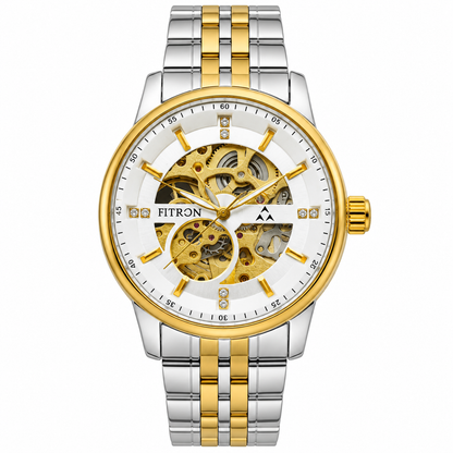 Rolx Twotone White Automatic Skeleton Watch