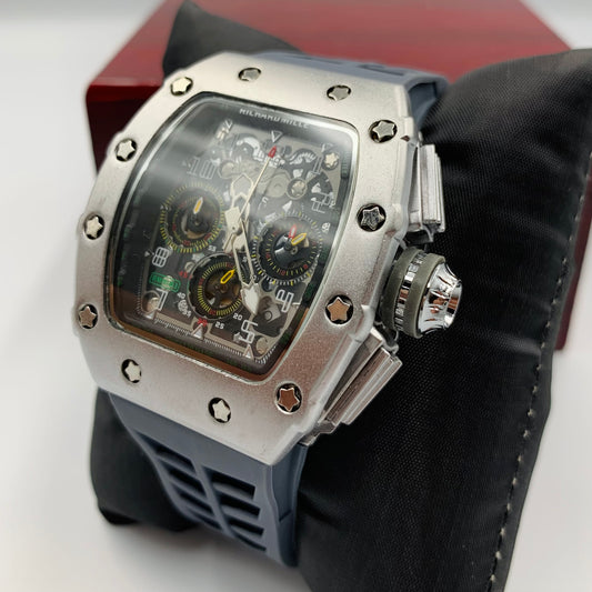 Richard Mille Grey Strap Silver Dail Watch