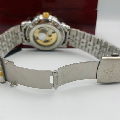 Rolx Twotone Golden Automatic Skeleton Watch