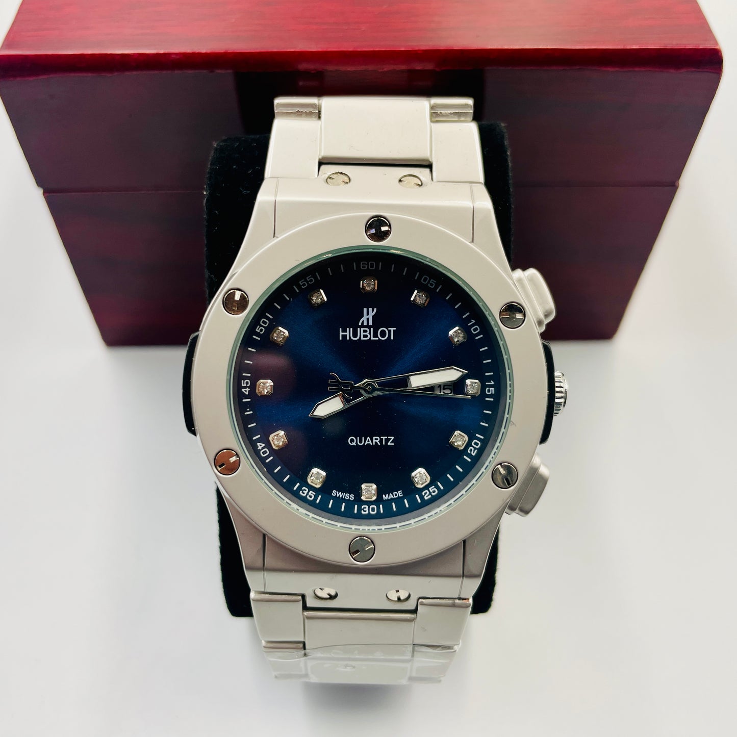 Hub Silver Blue Watch