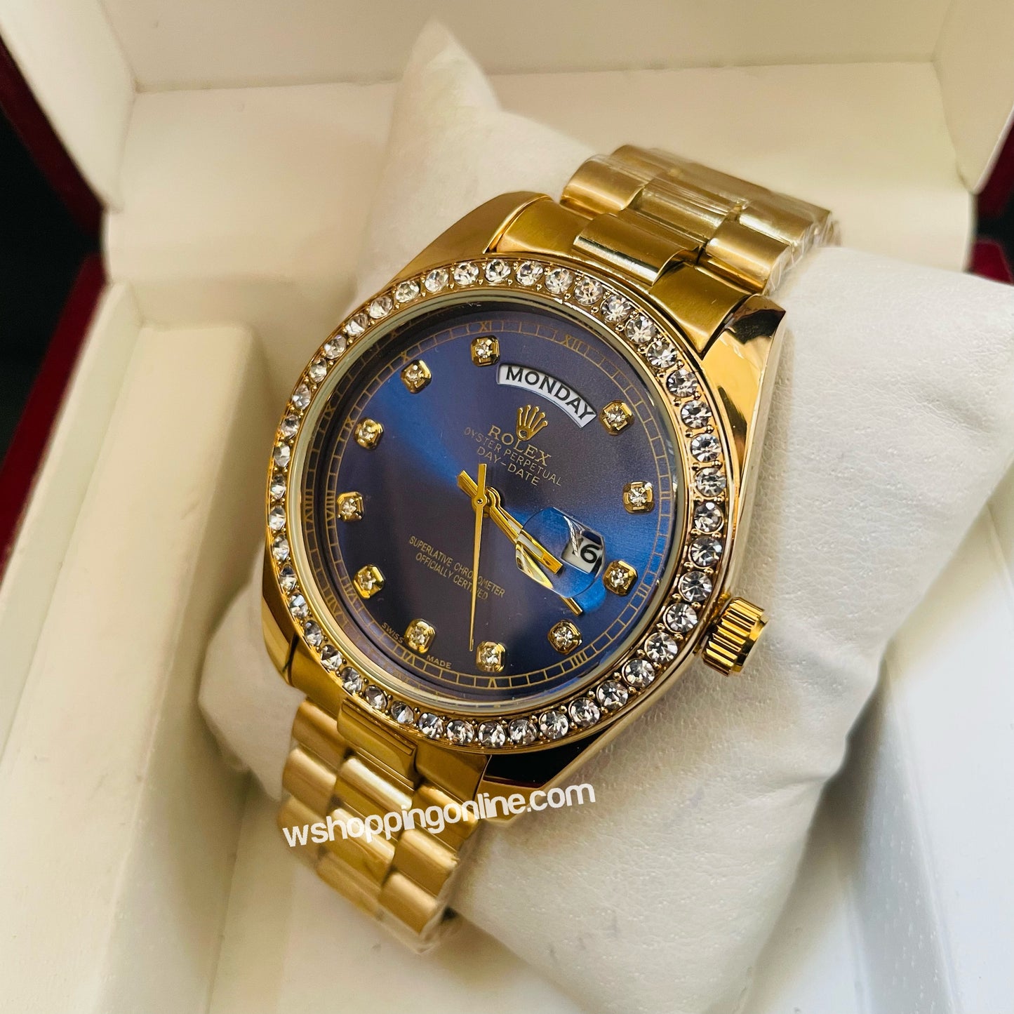 Golden Blue Daydate Diamond Watch