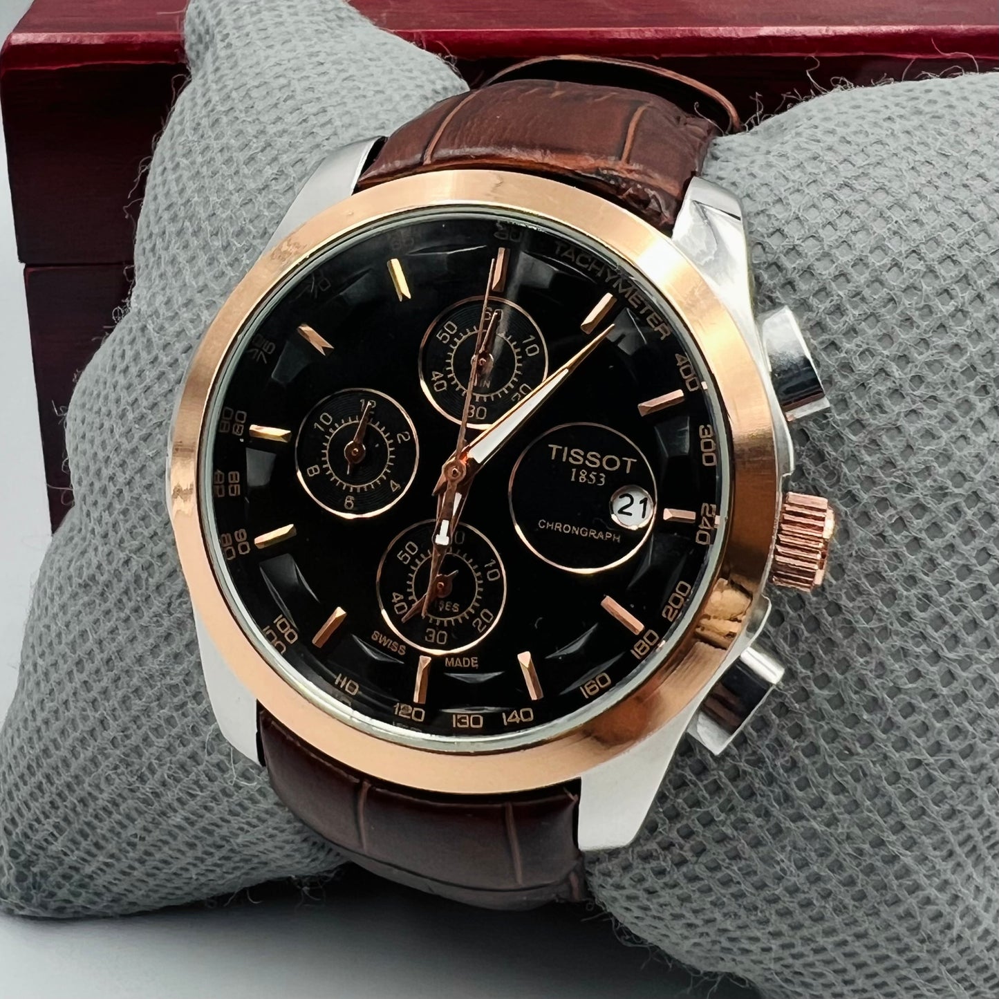 Tissot 1853 Twotone Black Brown Watch