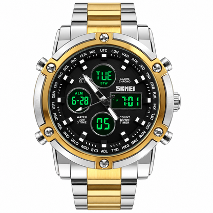 Original Skmei Twotone Golden Black Watch