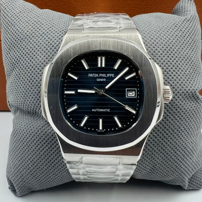 Patek Silver Blue Automatic Watch