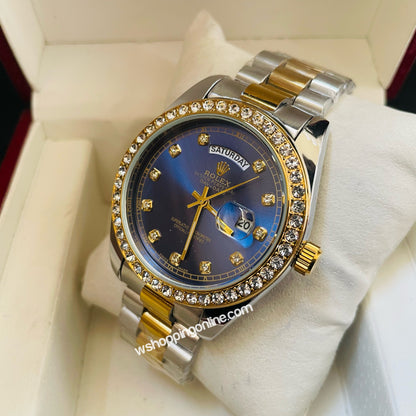 Twotone Blue Daydate Diamond Watch