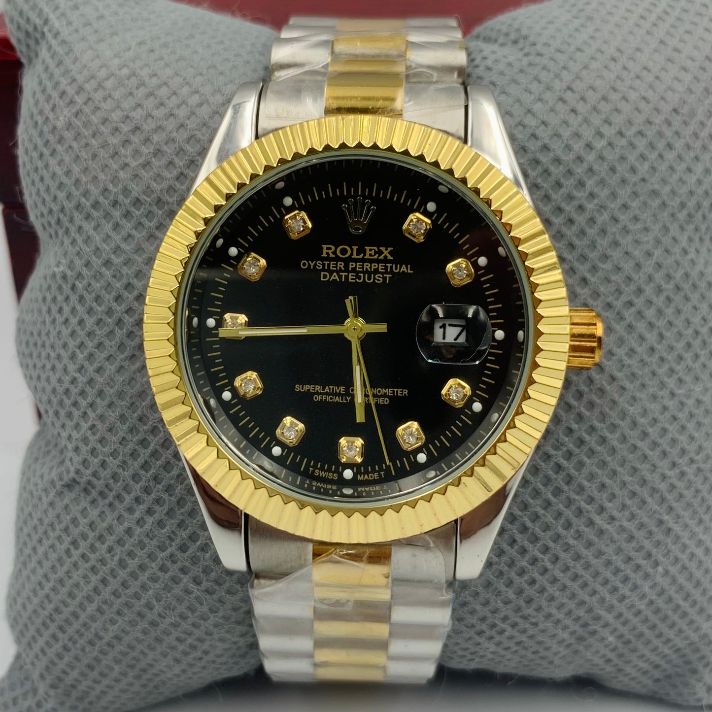 Rolx Simple Twotone Black Datejust Watch