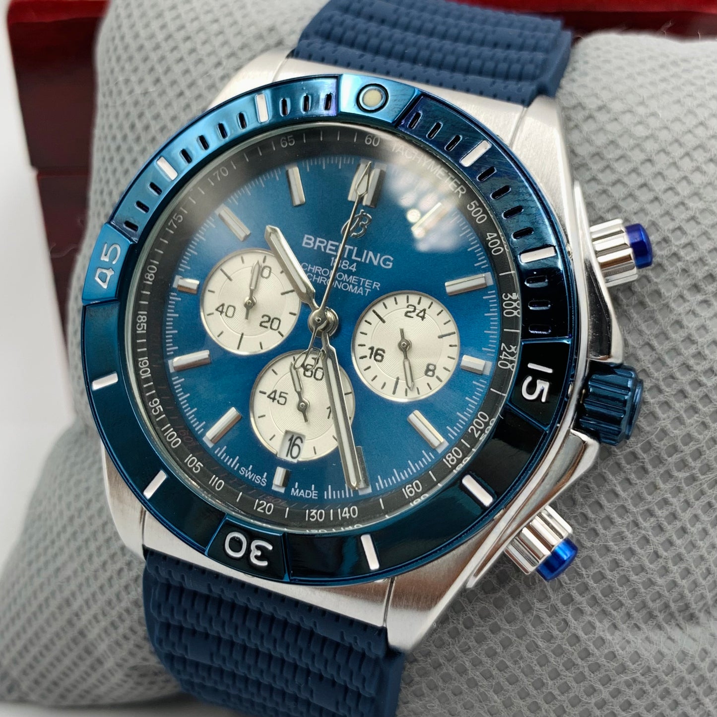 Breitling Blue Silver Watch