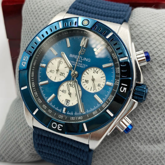 Breitling Blue Silver Watch