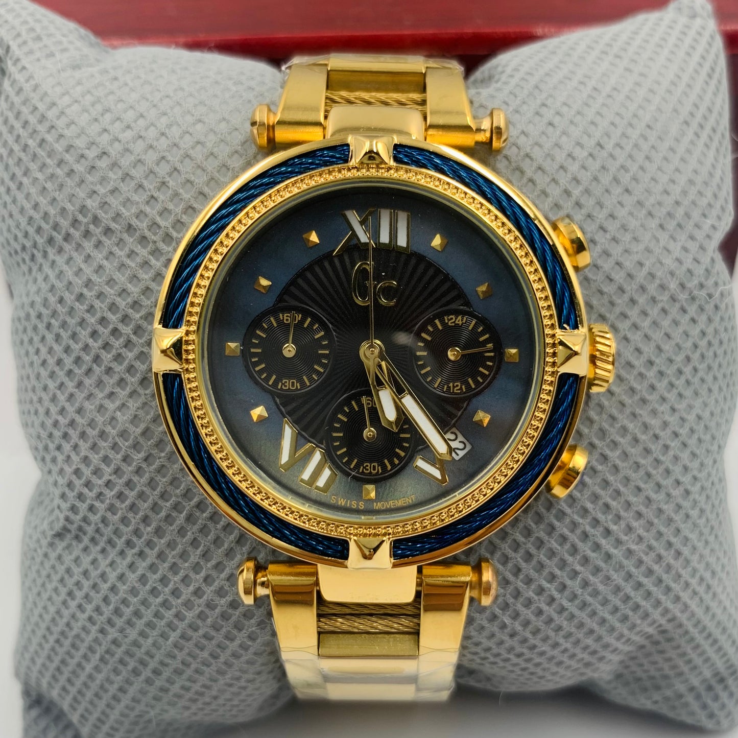Gc Golden Strap Blue Dail Ladies Watch