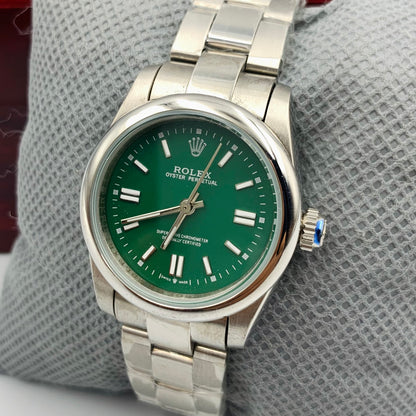 Ladies Rolx Green Silver Datejust Watch