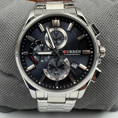 Curren 8475 Chronograph Silver Blue Watch