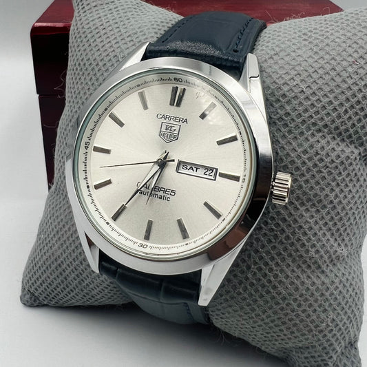 Tag Heuer Silver White Black DayDate Watch