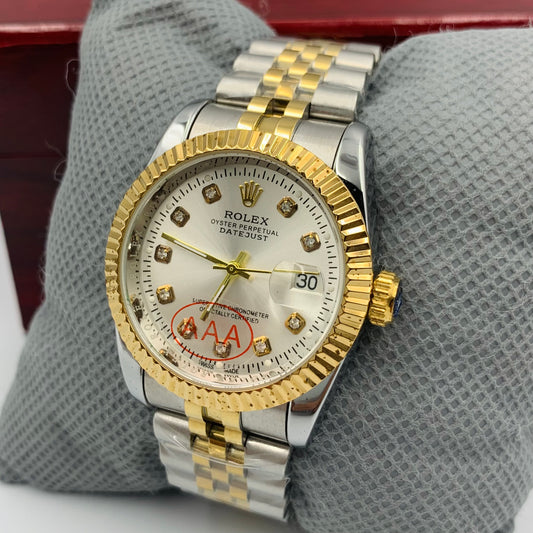Rolx Silver Twotone Small Auto Datejust Watch